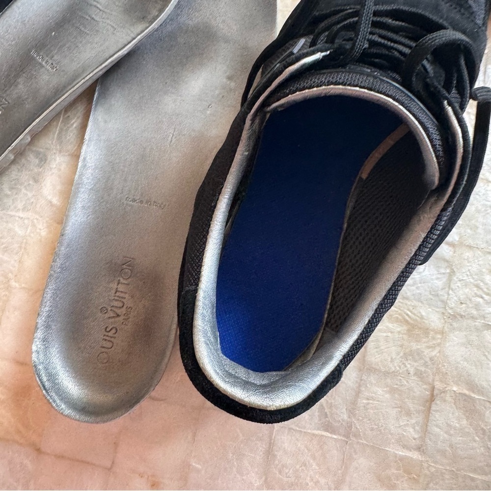 Authentic Louis Vuitton Black suede & canvas sneakers LV logo unisex trainers - Picture 12 of 14